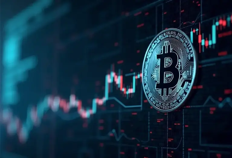 Aufsteigender Bitcoin-Chart auf Monitor.